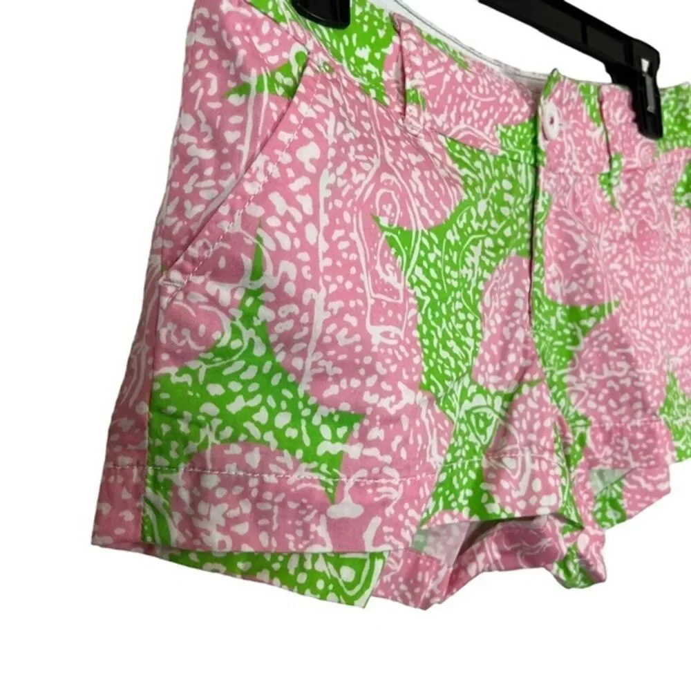 LILLY PULITZER Pink Green THE WALSH SHORT 100% Cotton Fruit Print Shorts sz 00